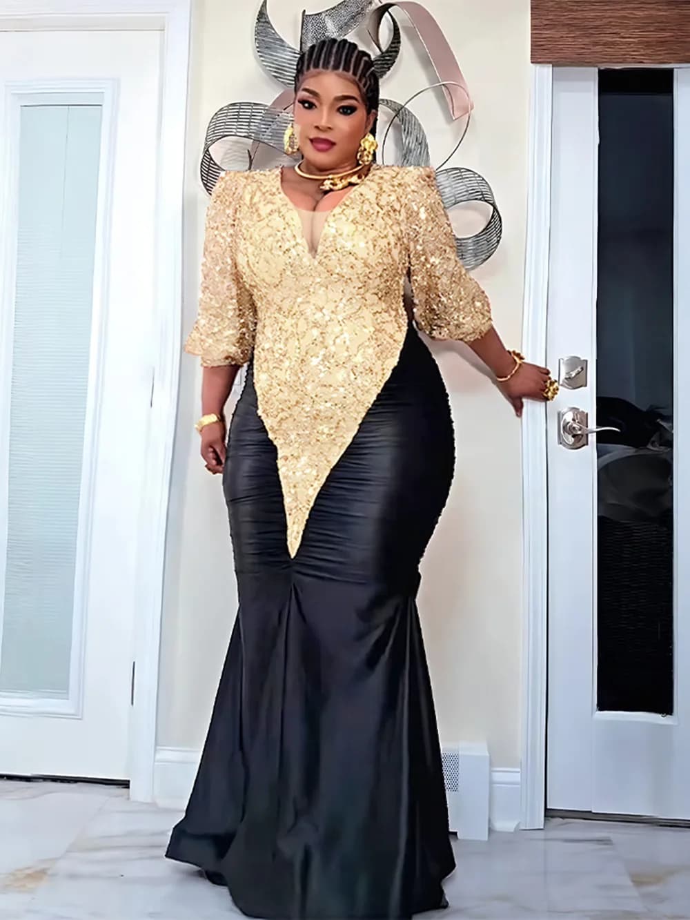 Abiti da festa di lusso da donna eleganti Dashiki Paillettes Abito aderente Matrimonio Prom Compleanno Abito da sera 2026 Primavera Africa Abbigliamento