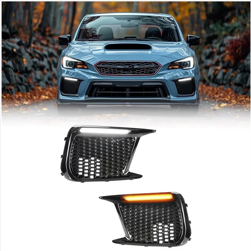 Fendinebbia a LED Lunetta bianca DRL e indicatori di direzione ambra per Subaru WRX STI 2018-2021 Sostituzione 57731VA410 57731VA400