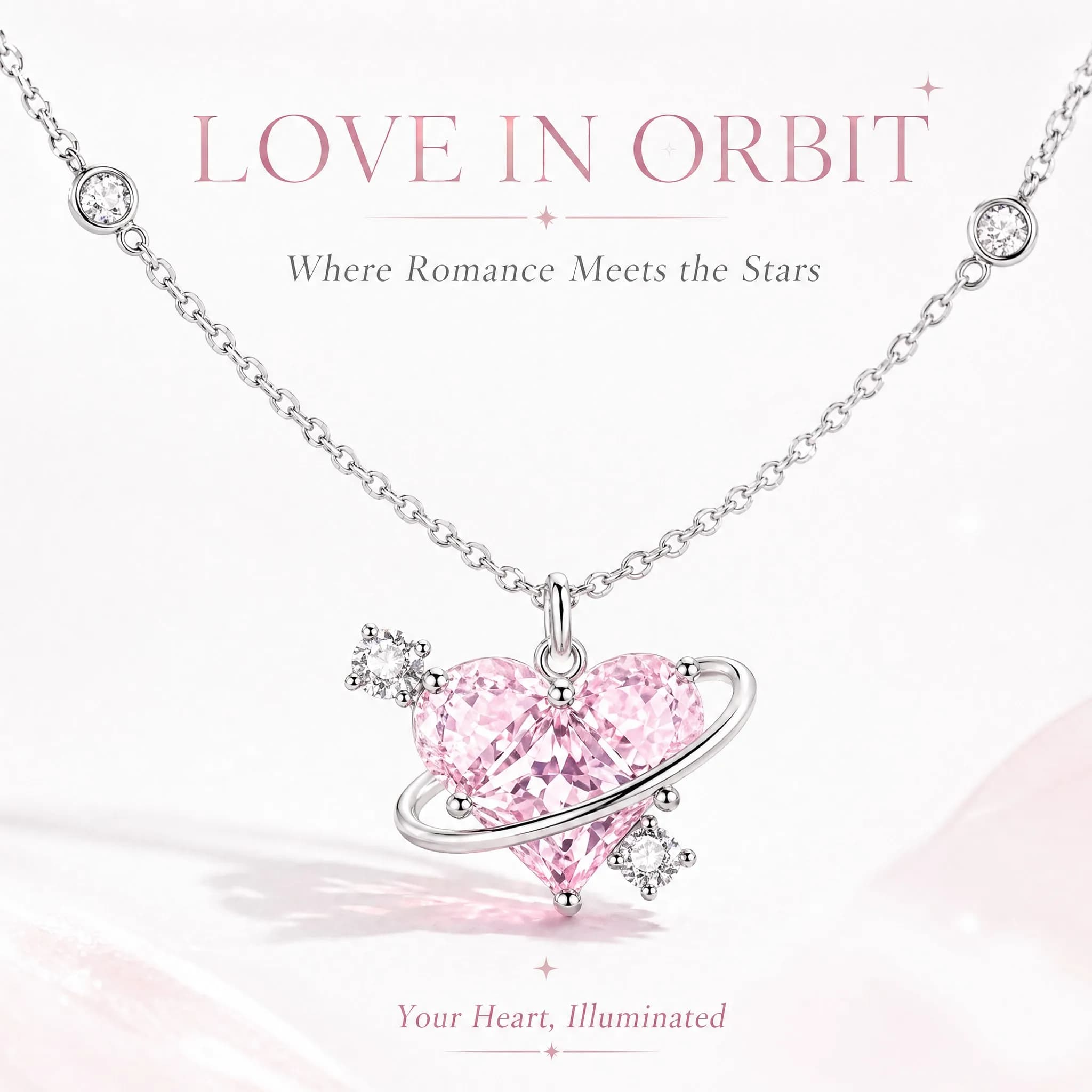 Love in Orbit Pendant Necklace Birthstone Jewelry Anniversary Valentine Birthday Gifts for Women