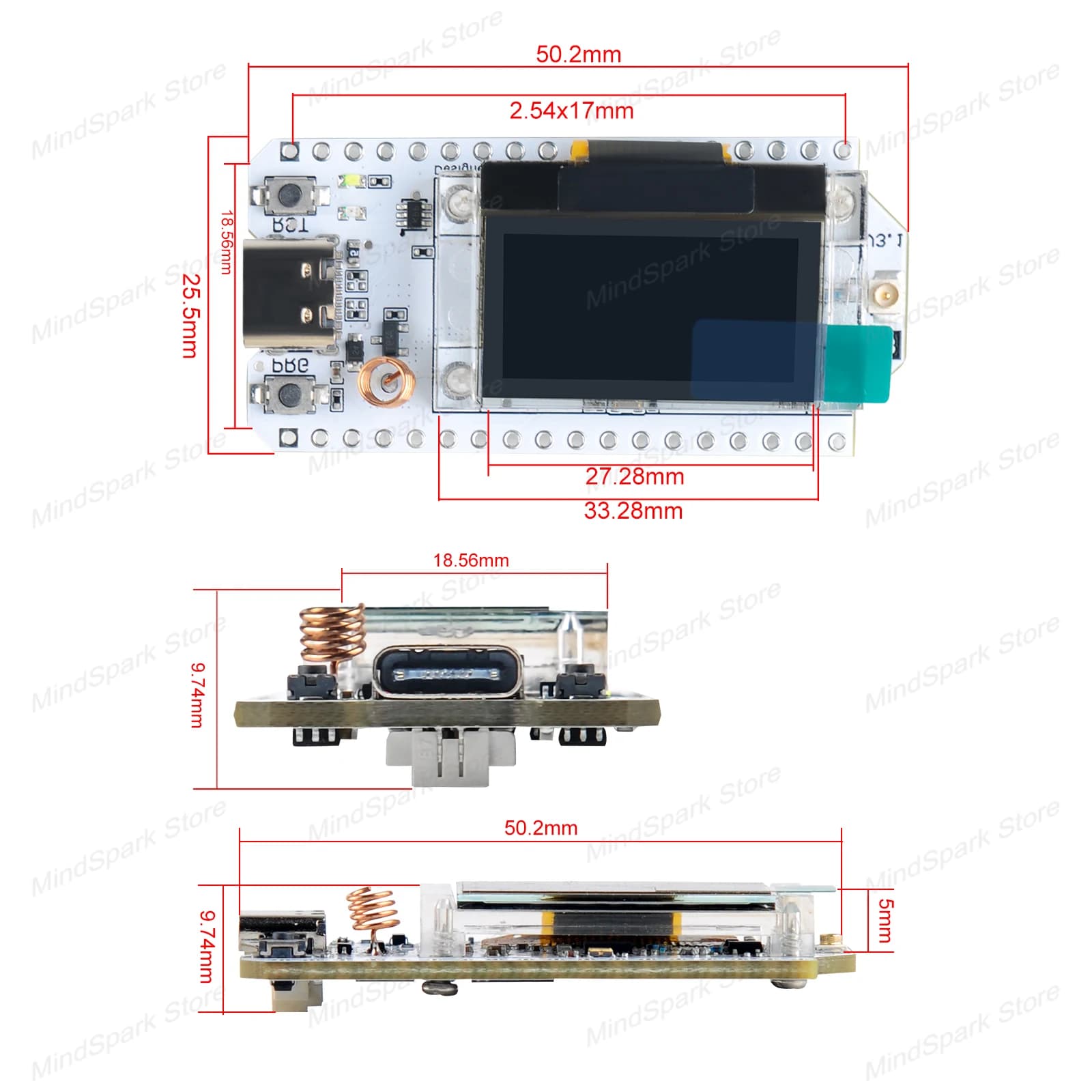 Scheda di Sviluppo WiFi LoRa ESP32 V3 con Case, 868-915MHz, ESP32 OLED SX1262, Display OLED Blu da 0,96 Pollici per Arduino