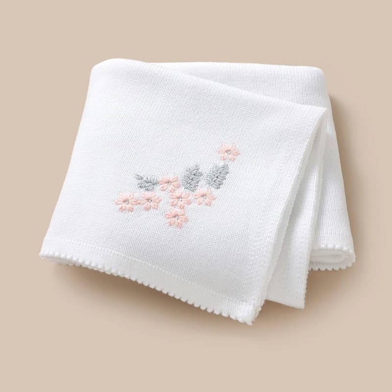 Coperta per bambini 90 * 70CM Lavorato a maglia Neonato Ragazza Ragazzo Letto Trapunta Moda Ricamato Floreale Passeggino Infantile Swaddling Passeggino Avvolgente Morbido