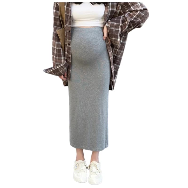 Women Maternity Bodycon Skirt 2026 New High Waist Belly Support Knitted Skirt High Elastic Soft Slim Pregnancy Hip Wrap Skirt