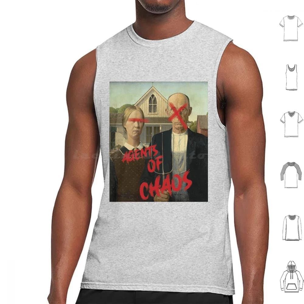 Agenti d'arte Vandalized Of Chaos (gusto americano) Canotte Canotte senza maniche Gotico americano Grant Wood Pop Culture