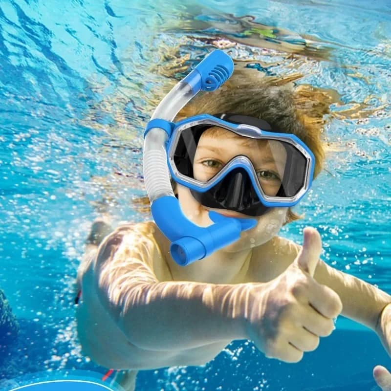Set Maschera Subacquea Panoramica Antiappannamento per Bambini, per Snorkeling, Nuoto e Immersioni, Regolabile