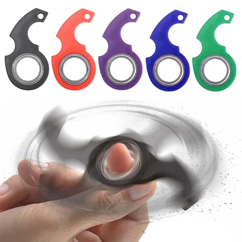 Spinner Giocattolo antistress Portachiavi in metallo Idget Giocattolo Kid Punta delle dita Spinning Portachiavi Dito Fidget Anello Alleviare l'ansia Noia Regalo del partito