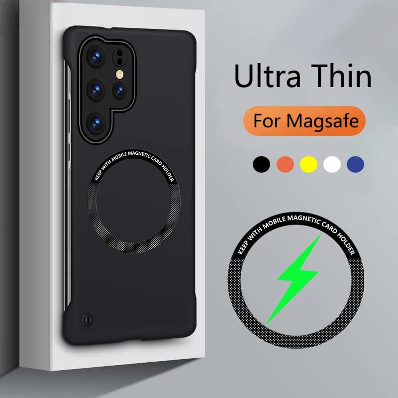 Custodia Magnetica Senza Cornice per Ricarica Wireless MagSafe per Samsung S26 S25 S24 S23 S22 S21 Plus Ultra, Cover Rigida Antiurto in PC