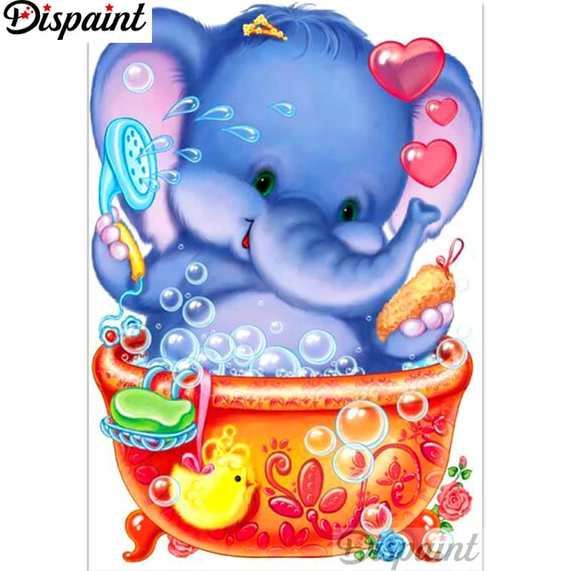 Dispaint Pieno Quadrato/Rotondo Trapano 5D Pittura Diamante FAI DA TE "Elefante Del Fumetto" Ricamo Punto Croce 3D Complementi Arredo Casa A12599