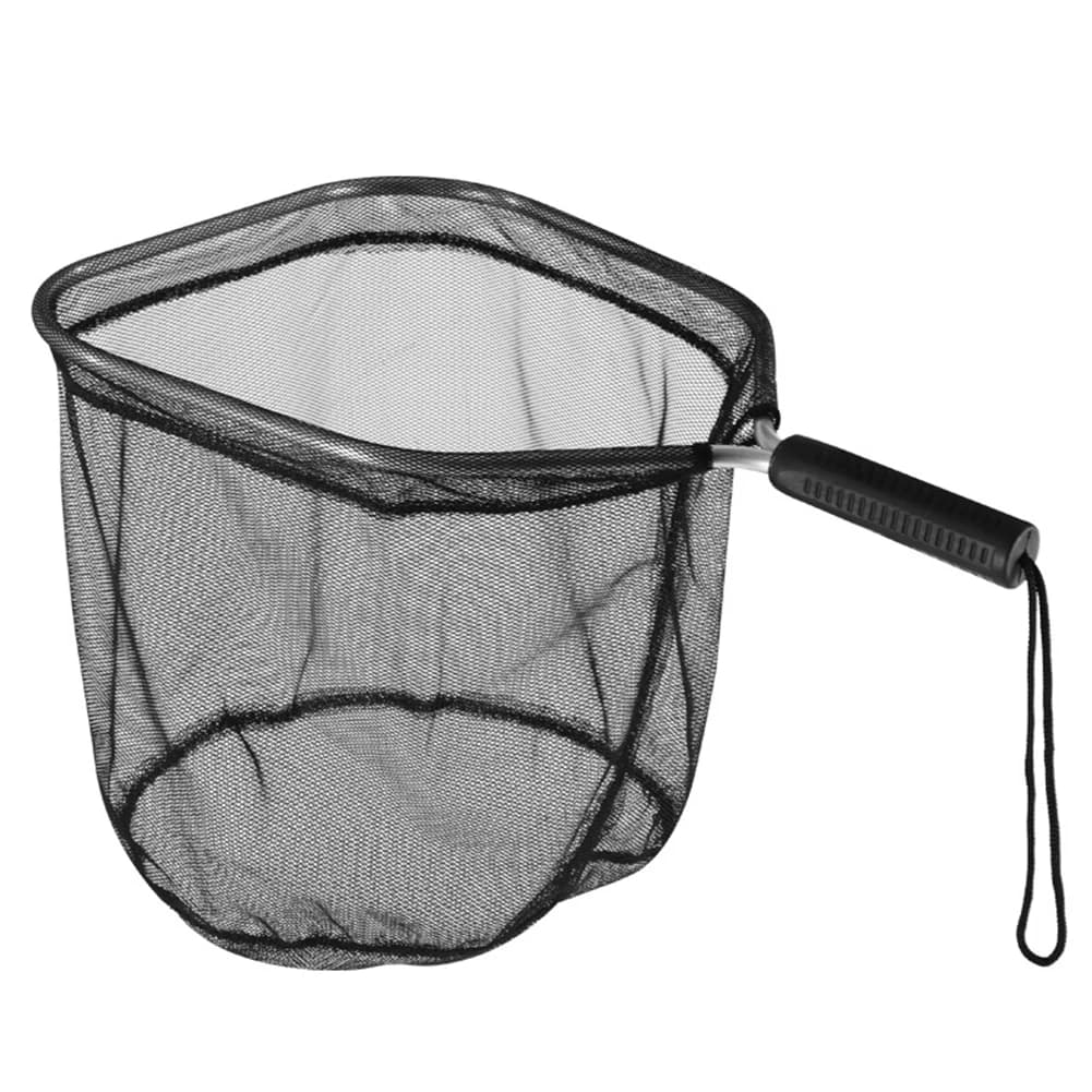 Aluminum Fishing Landing Net 30/35cm Portable Round Square Mesh Trout Hand Net With Short Handle For Catching Fish Fishing Tool
