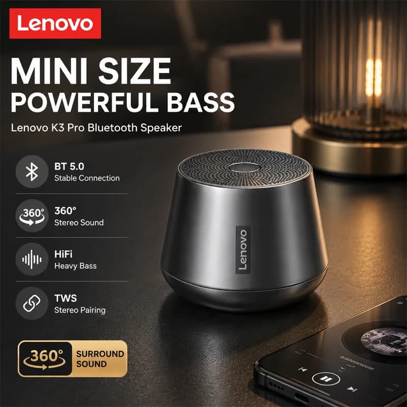 Original Lenovo XT53 Bluetooth 5.3 Speaker Big Audio With Deep Bass Sound Outdoor Soundbox Music Portable Camping Loudspeaker