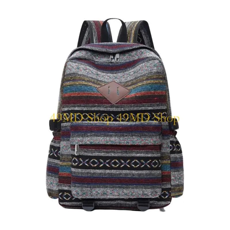 49MD Stylish Book Bag Spacious School Bags Canvas Ethnic Backpack Suitable For Women