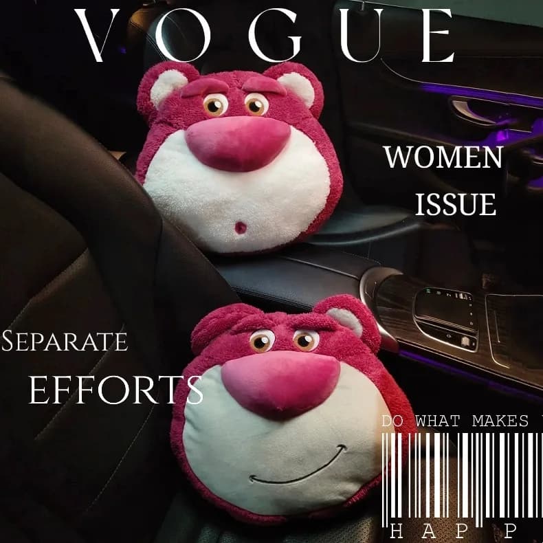 Poggiatesta per sedile Disney, simpatico cuscino a forma di Lotso per auto, protegge il collo e supporta la vita, cuscino da auto con disegno a cartoni animati, confortevole da usare all'interno dell'auto.