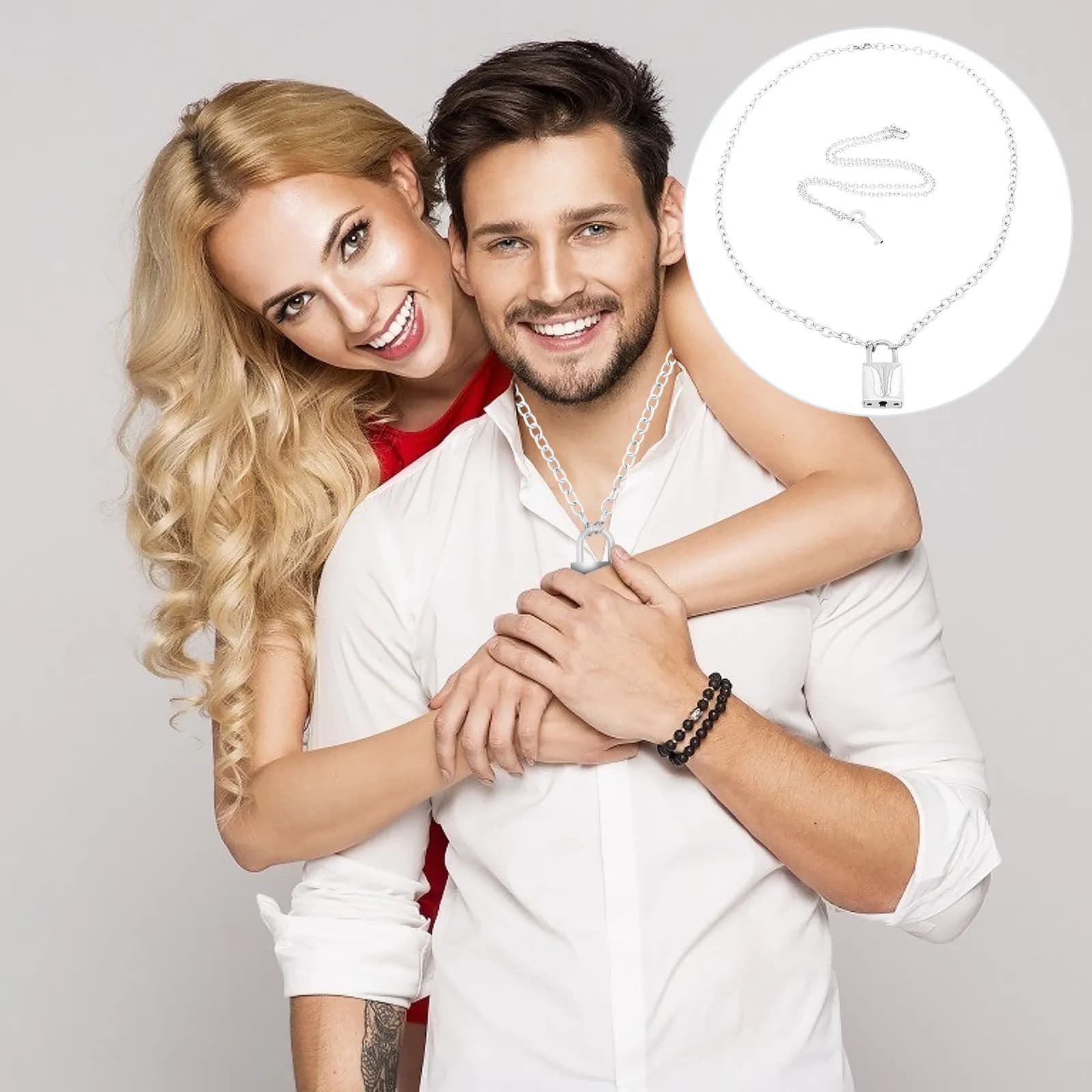 Collana con Ciondolo a Forma di Chiave, 2 Pezzi, Catena per Clavicola, Gioiello alla Moda, Regalo per Donne e Uomini, Stile Punk in Lega Metallica