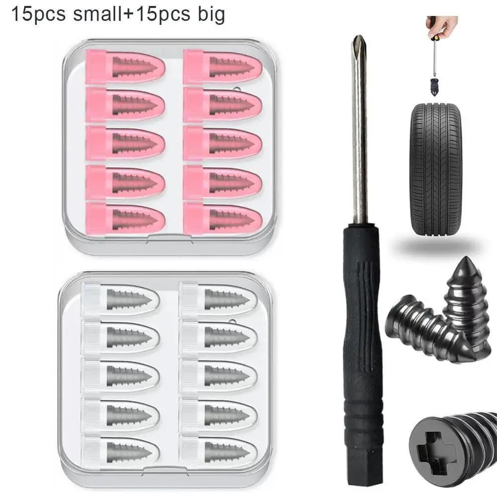Kit chiodi per riparazione pneumatici per auto, moto, strumento di riparazione rapida per foratura pneumatici sottovuoto con tappi a fungo e colla