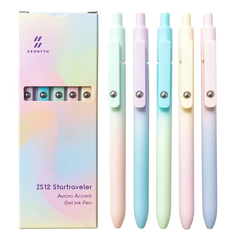 5 Pz/set Aurora Sfumatura di Colore Penne Gel 0.5mm Nero Quick Dry Penna A Inchiostro Gel Liscia Per Studenti Della Scuola di Scrittura di Cancelleria