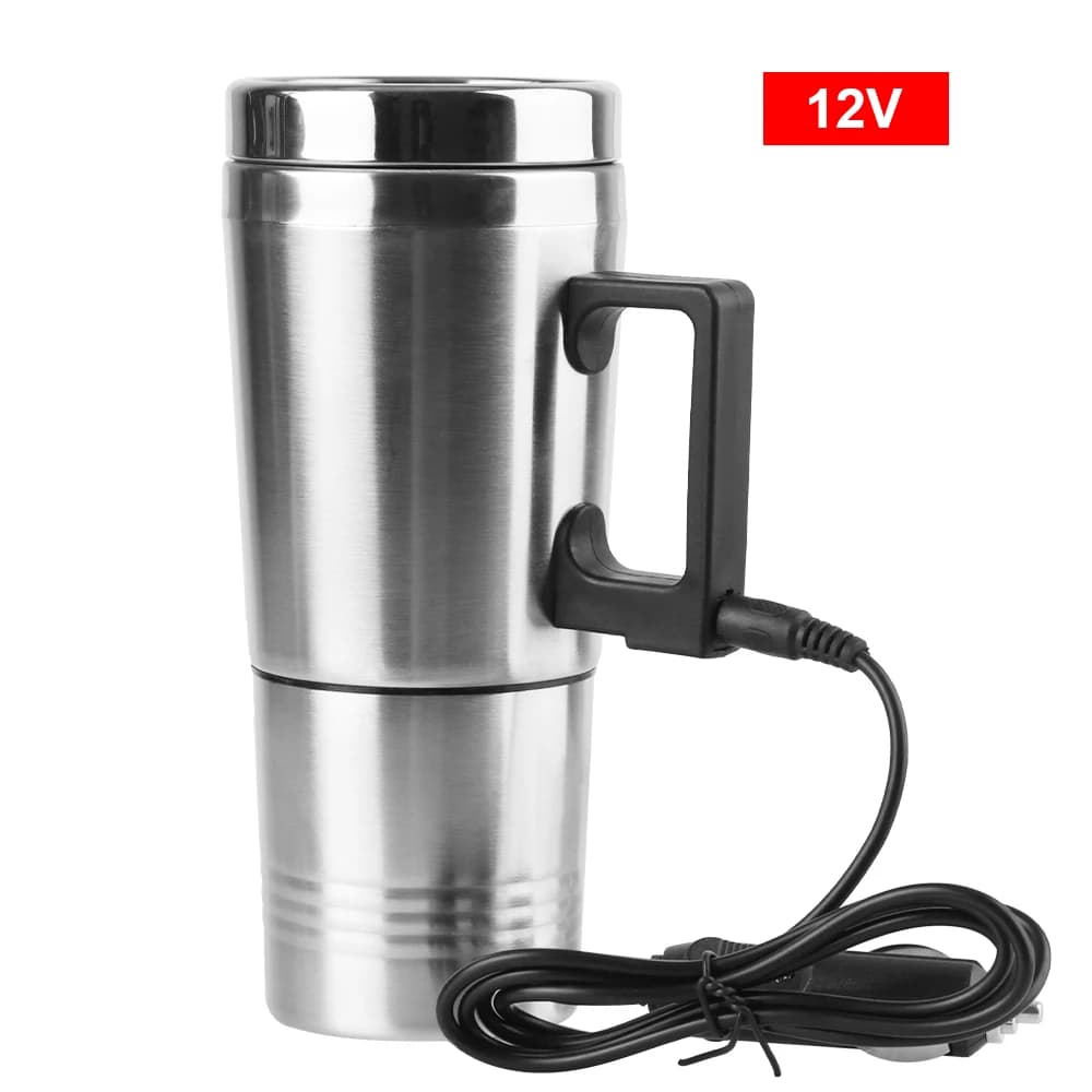 Bollitore Elettrico per Auto, Tazza Riscaldante per Campeggio e Viaggi, Tazza Termica per Veicoli in Acciaio Inox 12V/24V 300ml