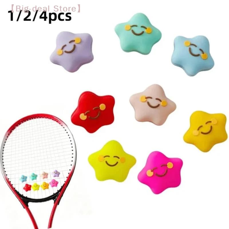 【M】Silicone Tennis Racket Vibration Damper Star Style Shock Absorption Multicolor Double-Sided For Tennis Badminton Enthusiasts