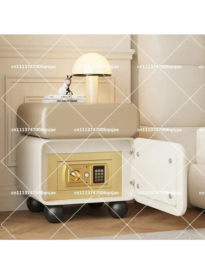 Smart Bedside Table Safe with Lock, Minimalist Multifunctional Small Cabinet for Home Bedroom Storage