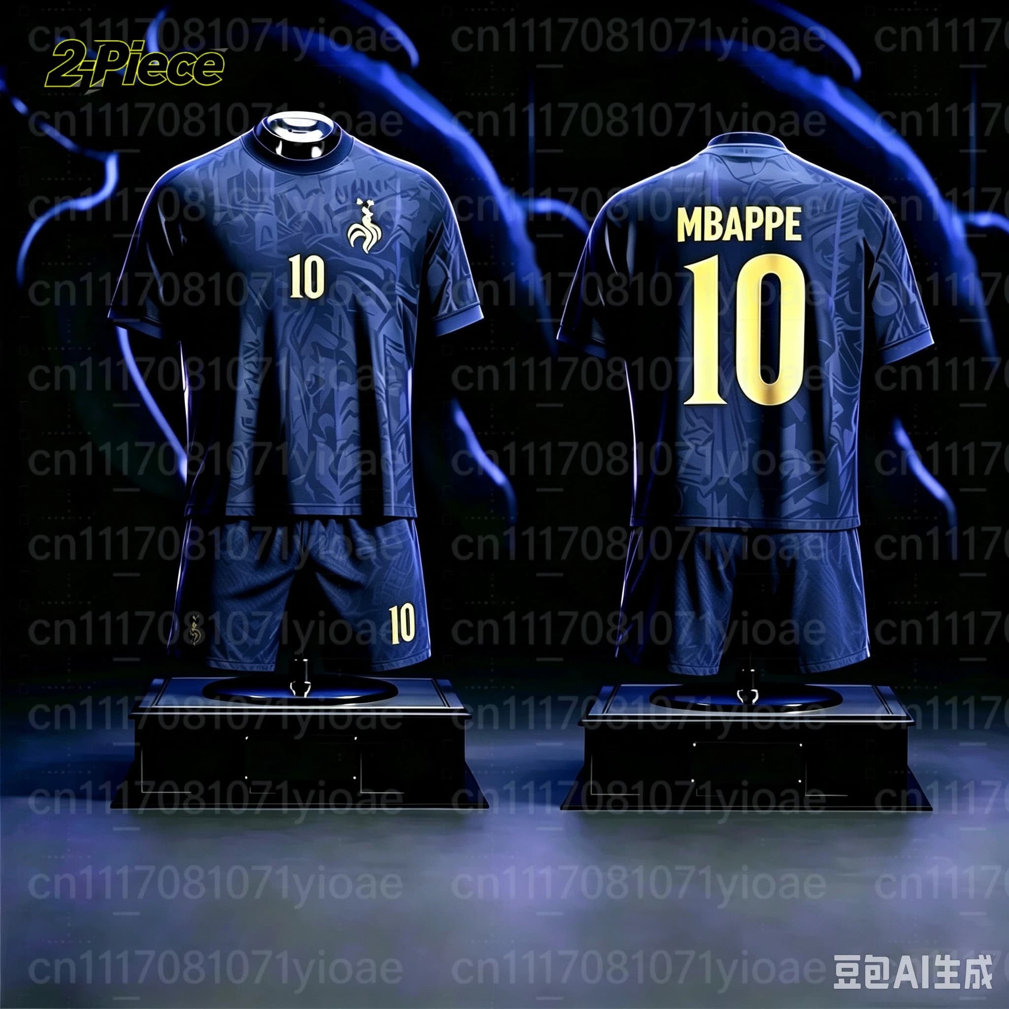 2 Piece Set France Fan Mbappe No 10 Fan Football Jersey T-Shirt Family Matching Set Breathable Special Kit for Adults Children