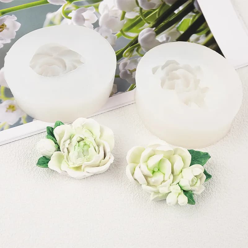 4 Piece Reusable Gardenia Mould for Car Shoe Clip, Fragrant Gesso, Candle Decoration - Deodorant for DIY Environments