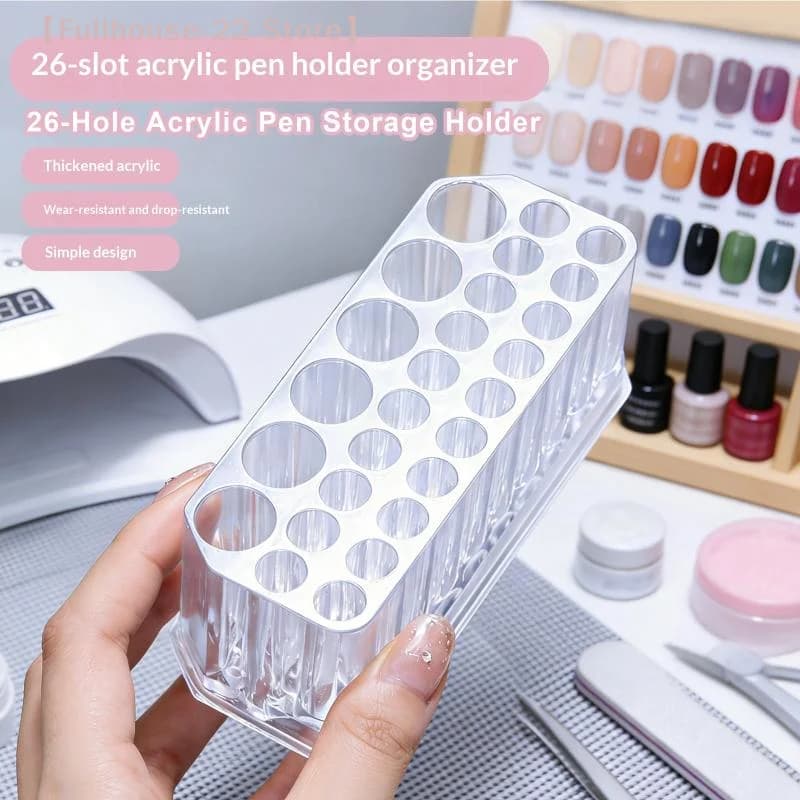 【MAX-22】Organizzatore per Pennelli per Unghie in Acrilico a 26 Fori, Kit per Nail Art, Contenitore per Strumenti, Espositore per Cosmetici e Penne, Vetrina Espositiva