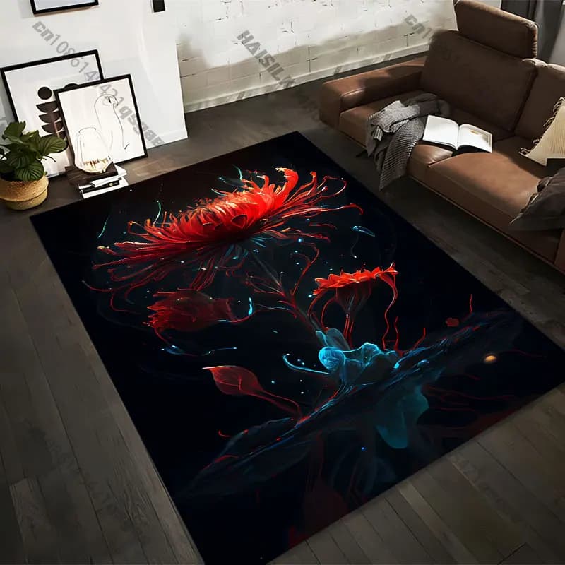 Printed carpets with bright ethereal flowers in 21 sizes, adult yoga mats, living room decorations, custom mat