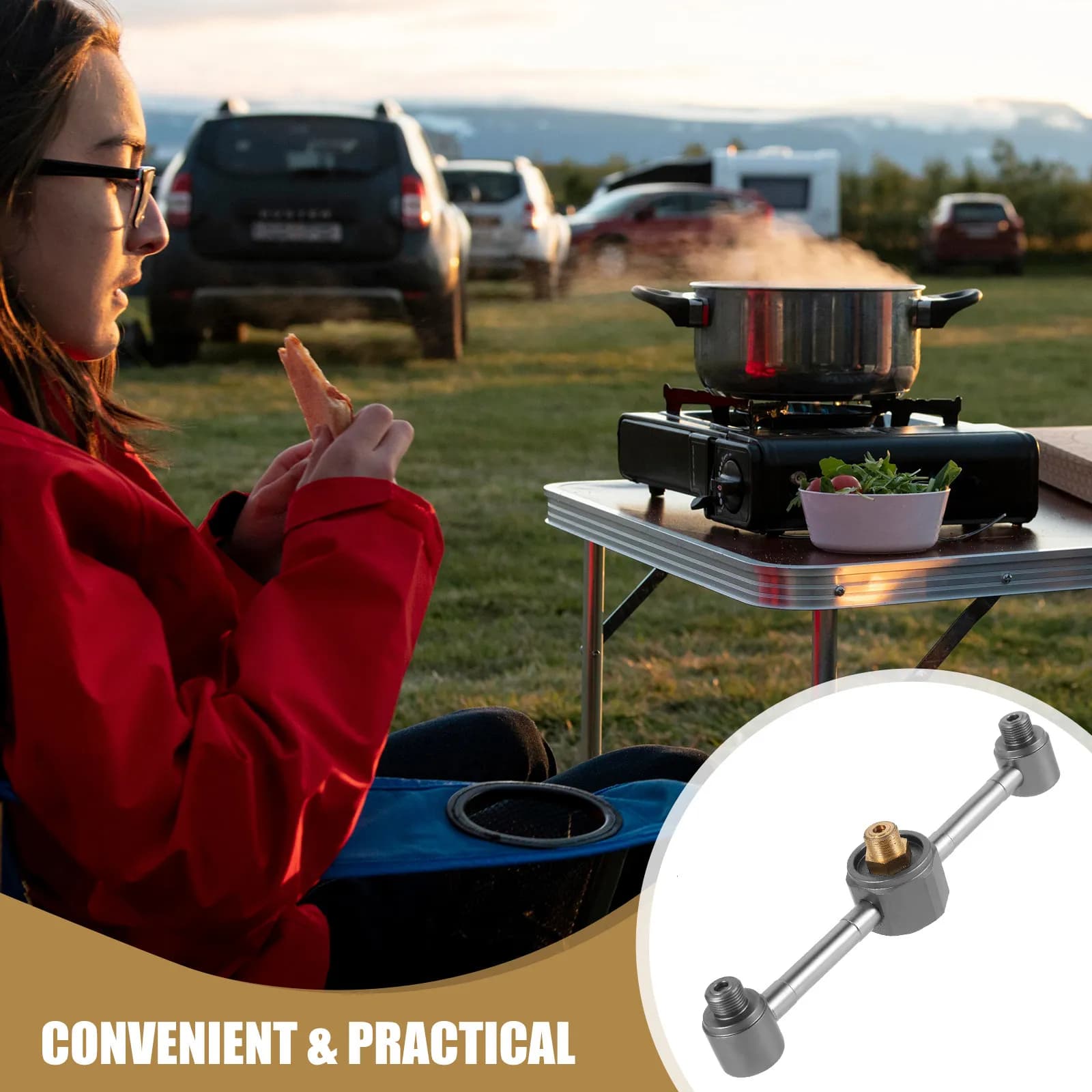 1Pcs Gas Bottle Separator Aluminum Alloy Camping Accessory Stove Connector Head Splitter for Outdoor Grills Burners Heaters