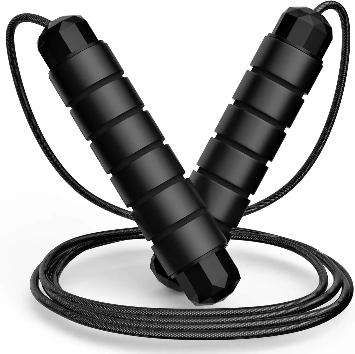 Adjustable Steel Wire Jump Rope, Ball Bearing Anti-Tangle Foam Grip Skipping Rope for Men Women Home Gym Slimming Fitness Tool