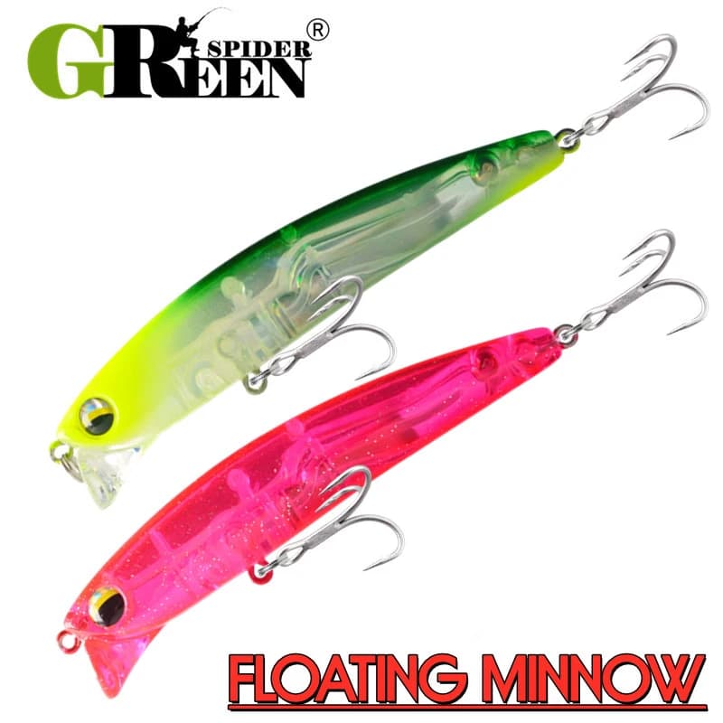 GREENSPIDER 90mm 12g Sistema di peso al tungsteno Top Esche da pesca Minnow Manovella Wobbler Attrezzatura da pesca di qualità Ganci per la pesca
