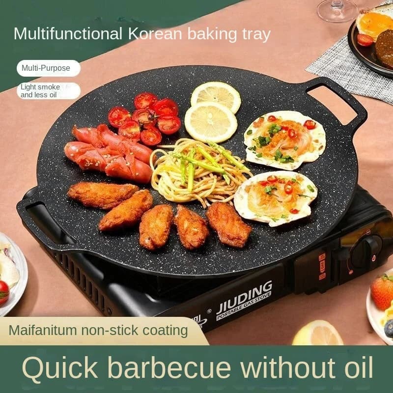 Barbeque pan Round Korean style non-stick barbecue plates Camping barbecue accessories for outdoor travel