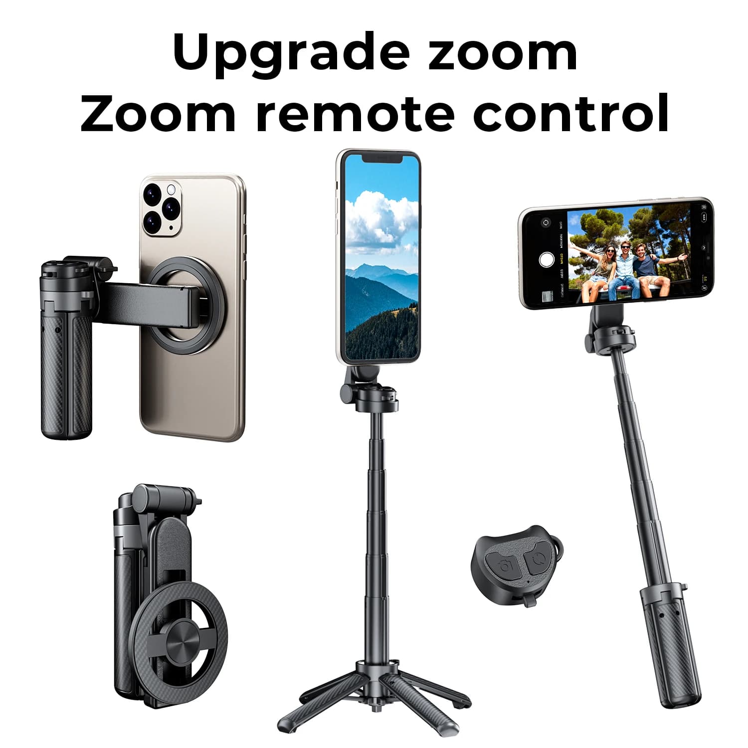 Supporto magnetico per telefono Tasca per selfie Stick Supporto retrattile a quattro angoli con Bluetooth per riprese in streaming live su smartphone