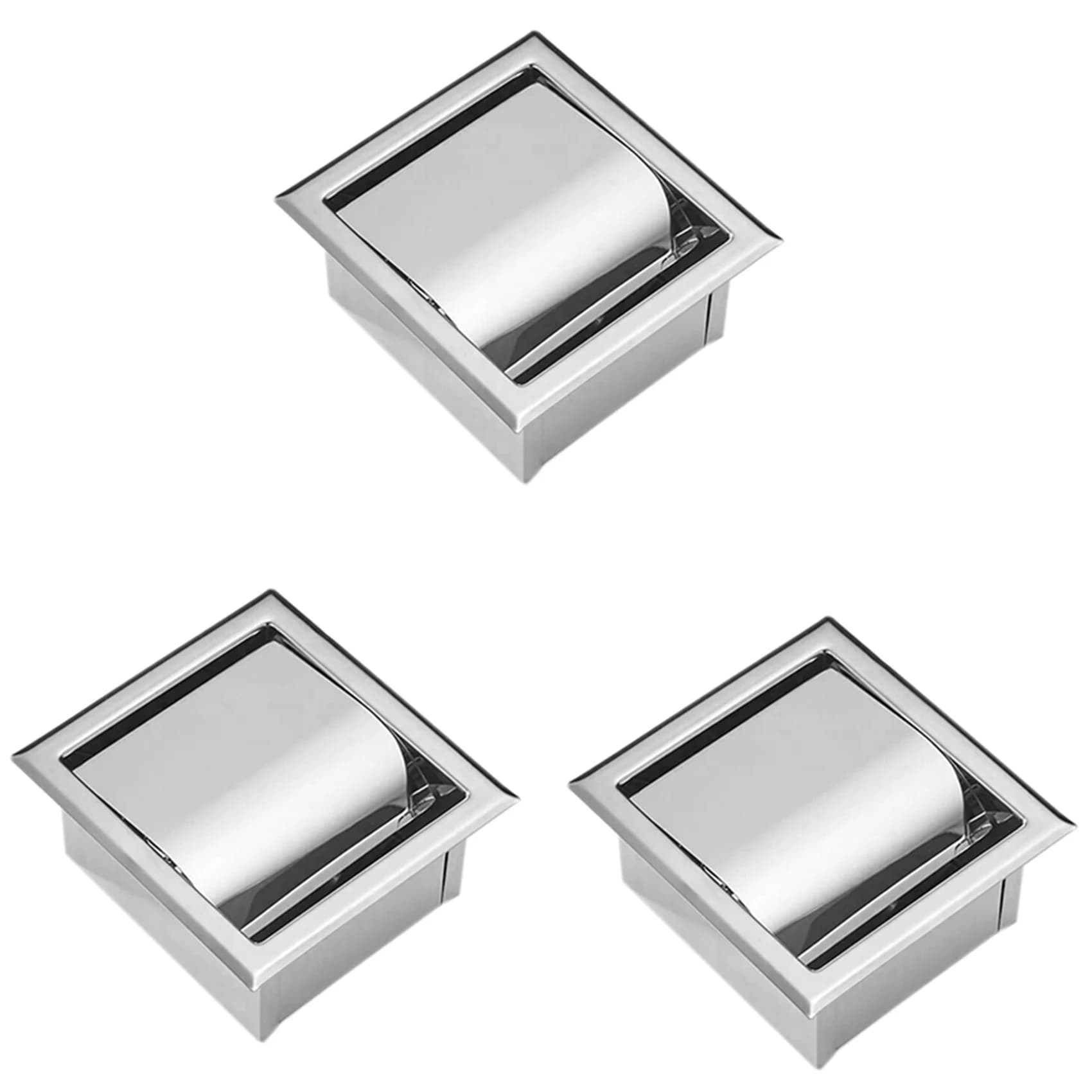 Exquisite-3X Stainless Steel Recessed Toilet Paper Holder Wall Toilet Paper Holder,Modern Style Toilet Paper Holder
