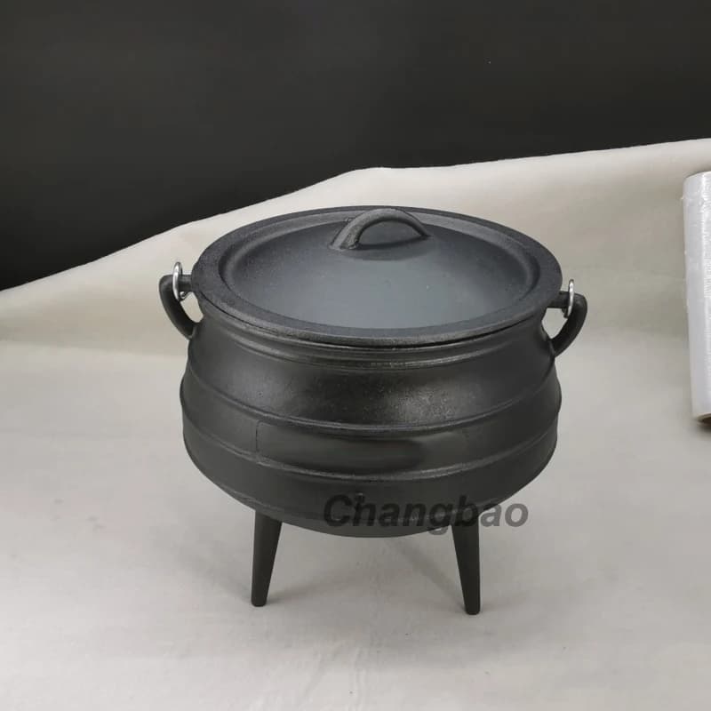 8L Cast Iron Three Legs Pot Eco-friendly South African Camping Hanging Stew Tripod Braising Belly Potjiekos Cauldron Cookware