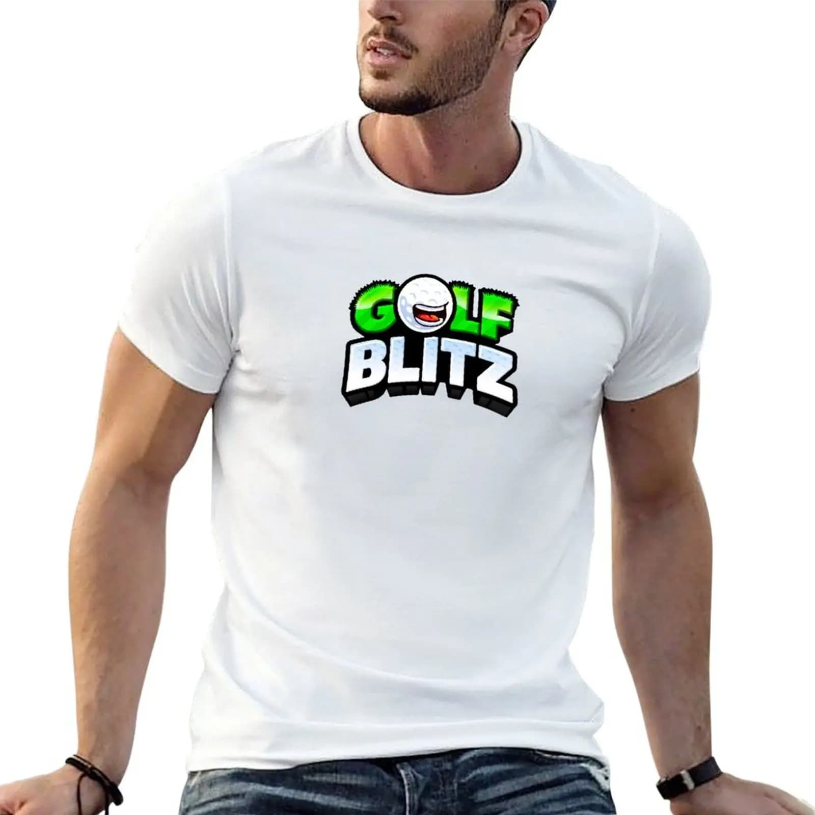 T-shirt Golf Blitz in cotone nero tinta unita da uomo, confezione t-shirt da uomo in cotone, t-shirt da uomo in cotone