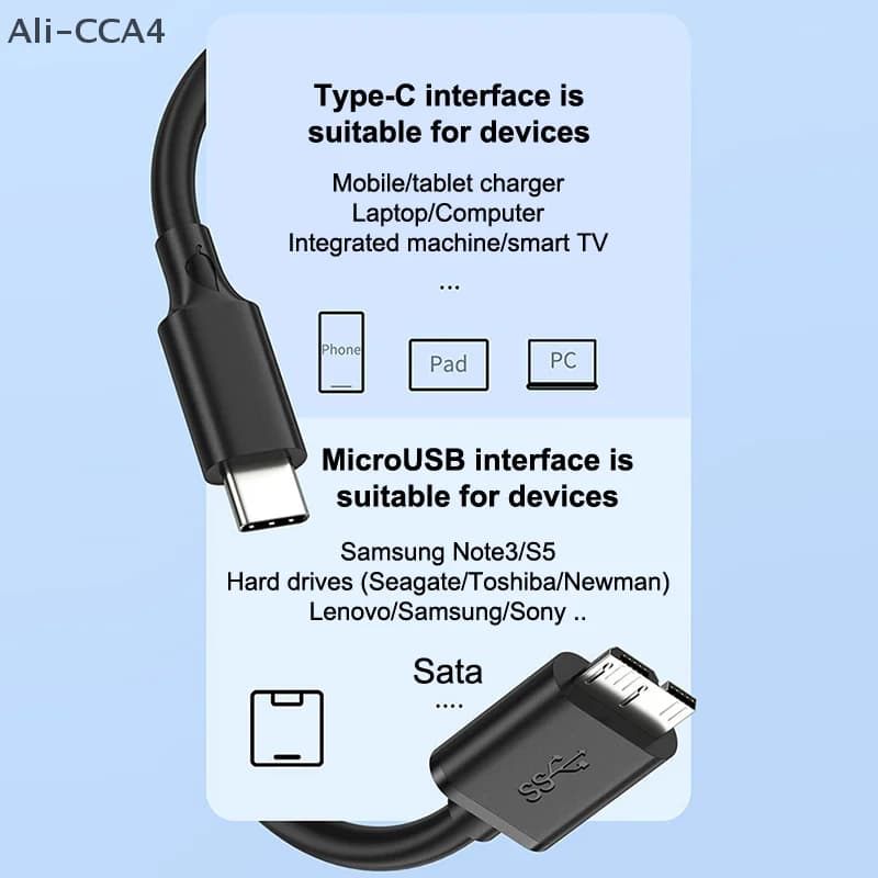 1Pc Tipo C a Micro B Cavo 10Gbps USB3.0 Cavo HDD Cavo 3A Disco Rigido Trasferimento Veloce Cavo di Dati Per Il Telefono Del Computer Portatile Esterno