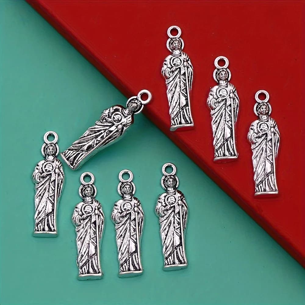 15 pz/lotto ST Jude Pendenti E Ciondoli 25X7.5mm Argento Antico Amuleto Ciondolo Misura moda Rosario Bracciali Collana Creazione di Gioielli L329