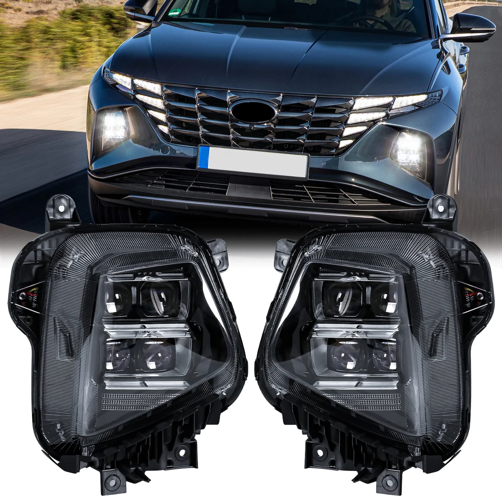 Per Hyundai Tucson 2021 2022 2023 2024 LED Paraurti Anteriore Fari Bianchi Luci Diurne DRL Lampada Della Nebbia Accessori Auto 12V