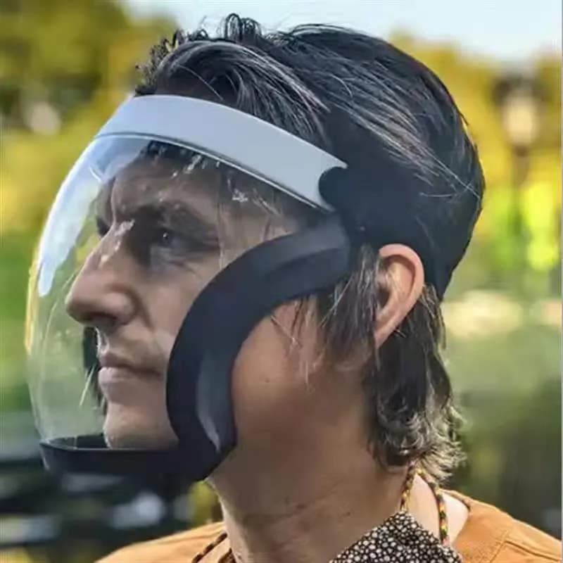 Maschera Protettiva Integrata ad Alta Definizione, Maschera Protettiva Trasparente Antiappannamento, Maschera Integrale in PC per Ciclismo e Sport, Occhiali da Basket