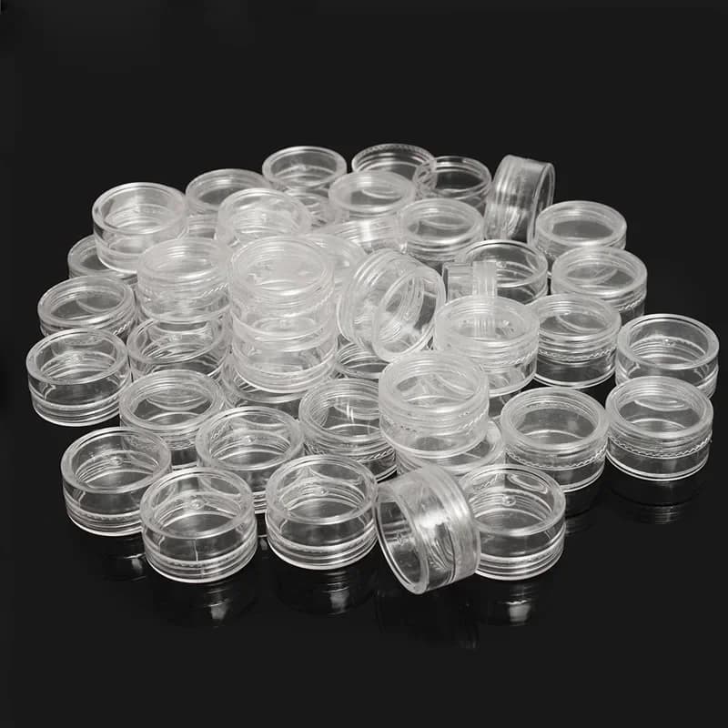 12 pieces 2.5 ml transparent plastic jewelry beads storage box small round containers cans makeup boxes organizer storage containers