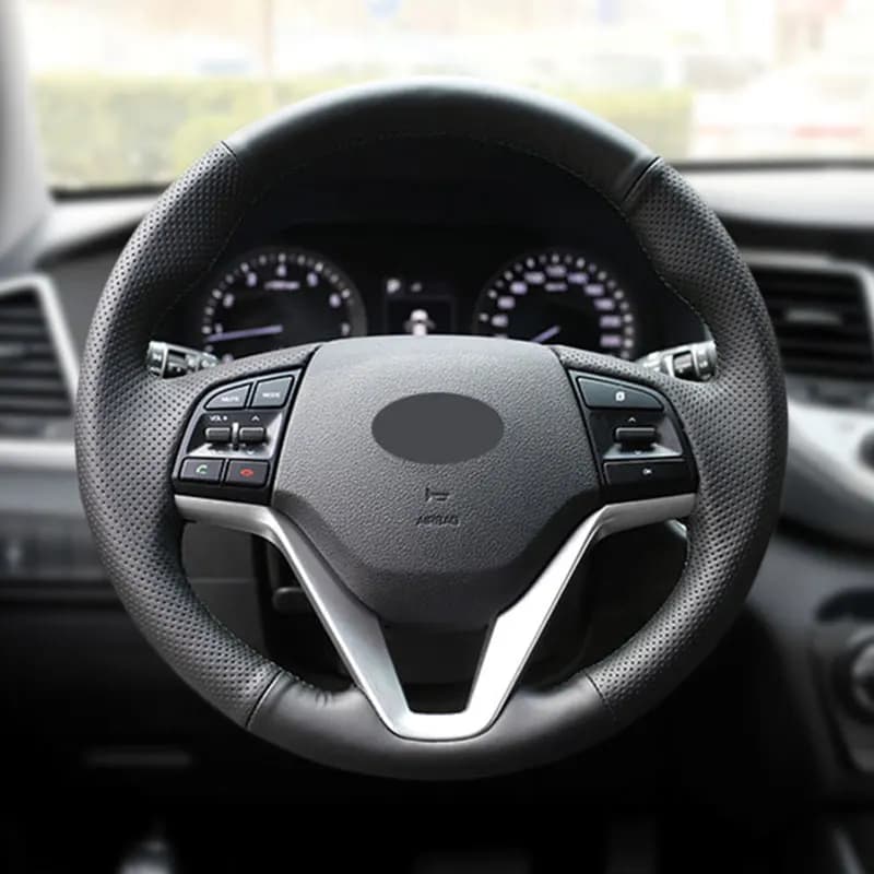 For Hyundai Tucson 3 2015 2016 2017 2018 2019 2017 2018 Car Flying Hand Brake Protective Soft Perforated Black Leather Finishes