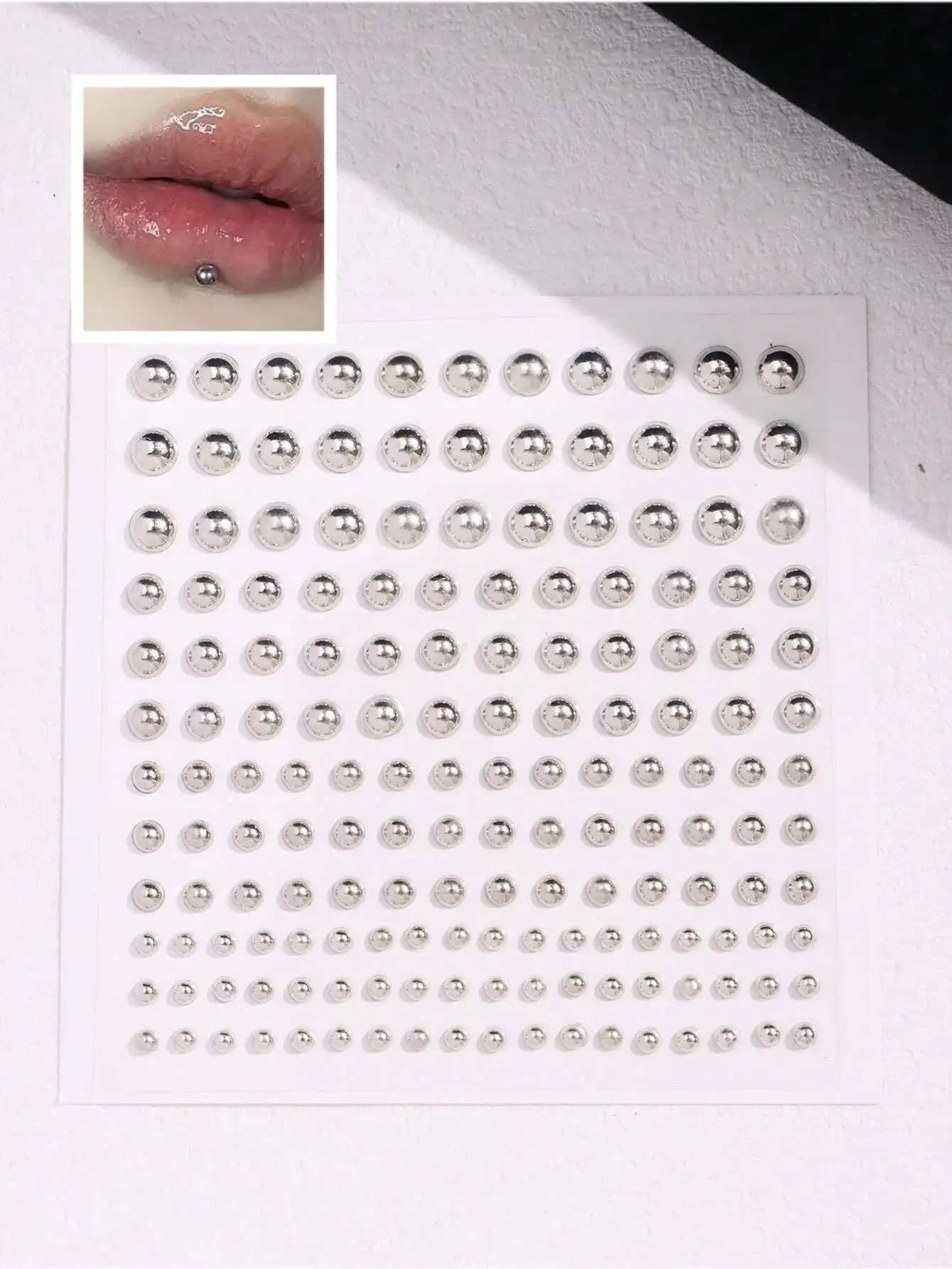 Set da 165 Pezzi di Anelli Finti per Naso in Acrilico Placcato Argento 3-6mm, Anelli Finti per Sopracciglia e Labbra, Gioielli per il Corpo Senza Piercing, Accessori per il Viso