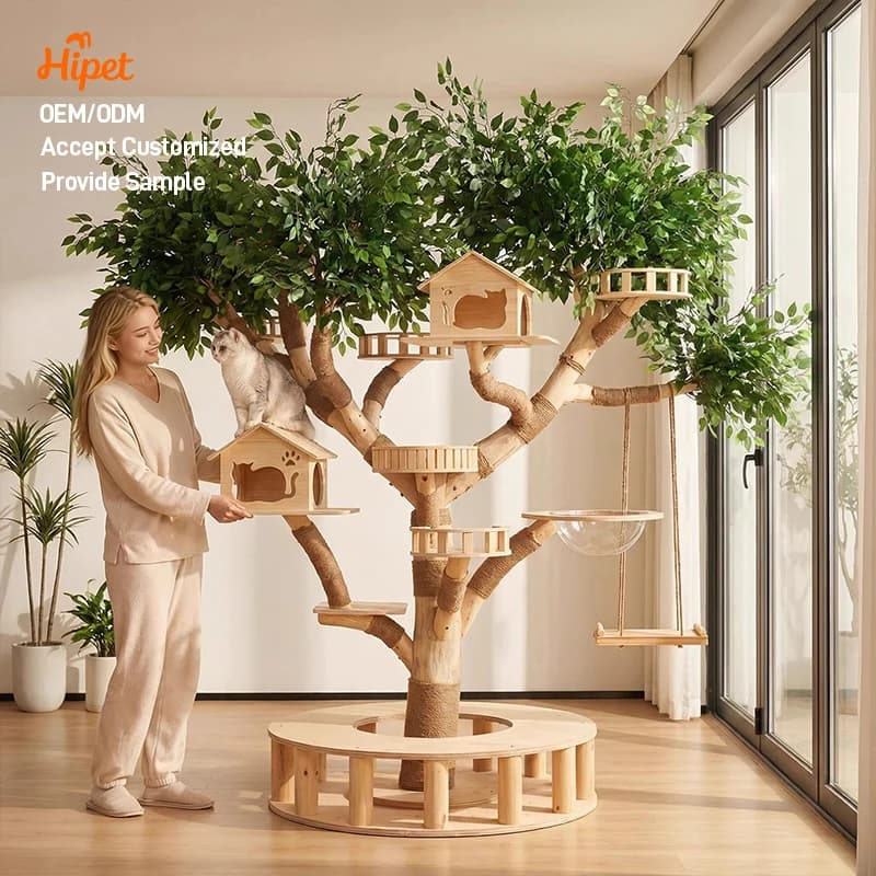 Deluxe Cat Tower Tree Natural Sisal Climbing Frame Scratch Board Rattan Condo Tower Cat Scratcher Pet Furniture