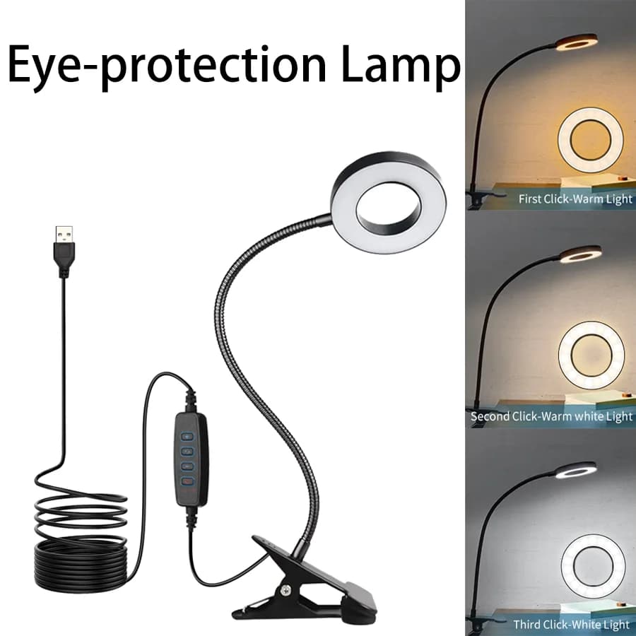 Lampada da lettura pieghevole USB 48 LED Lampada da scrivania con clip 360 ° Tavolo da lettura flessibile a collo di cigno Luminosità regolabile a 3 livelli