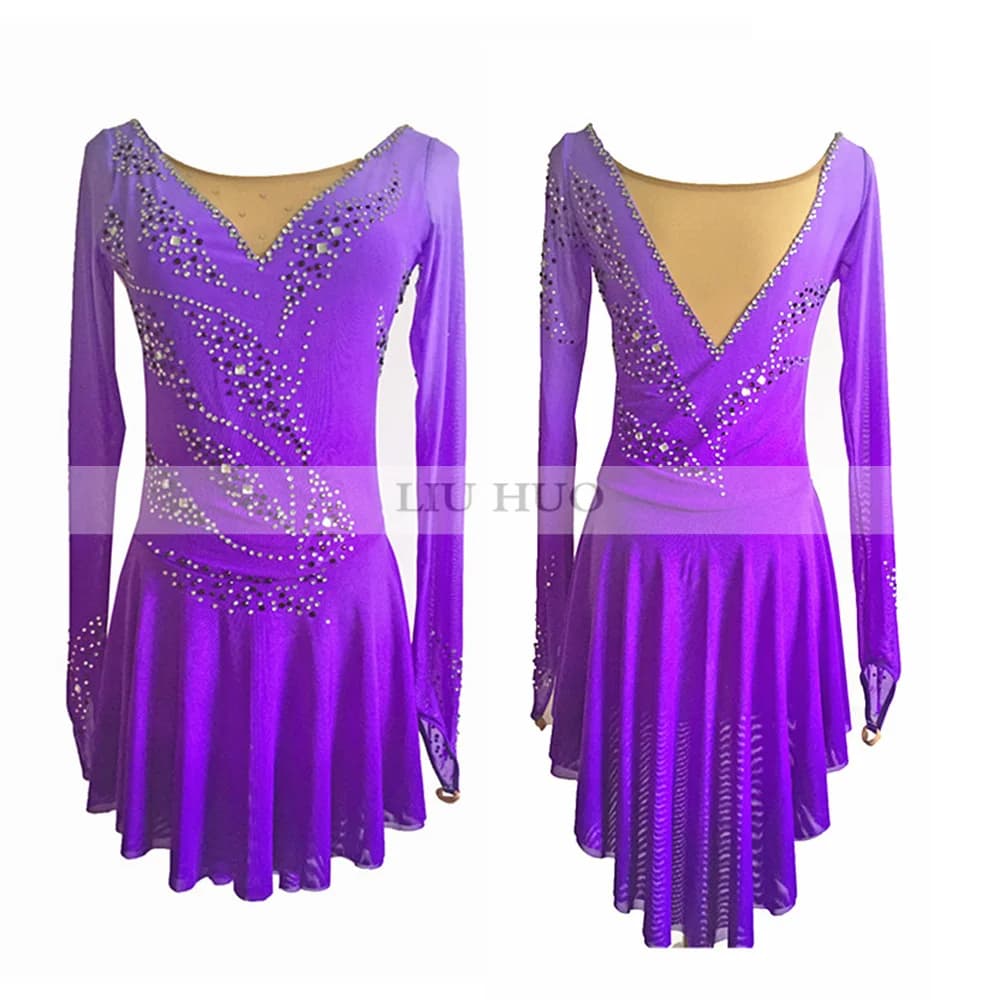 LIUHUO Donna Ragazza Adulto BambiniPerformance Costumi di balletto Ginnastica Concorso Body Pattinaggio di figura sul ghiaccio Vestito Danza Viola