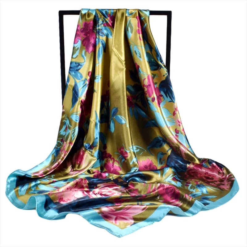 Korean version of square scarves with silk flowers imitation Ding minimalist and fresh in 90 colors available in stock for women