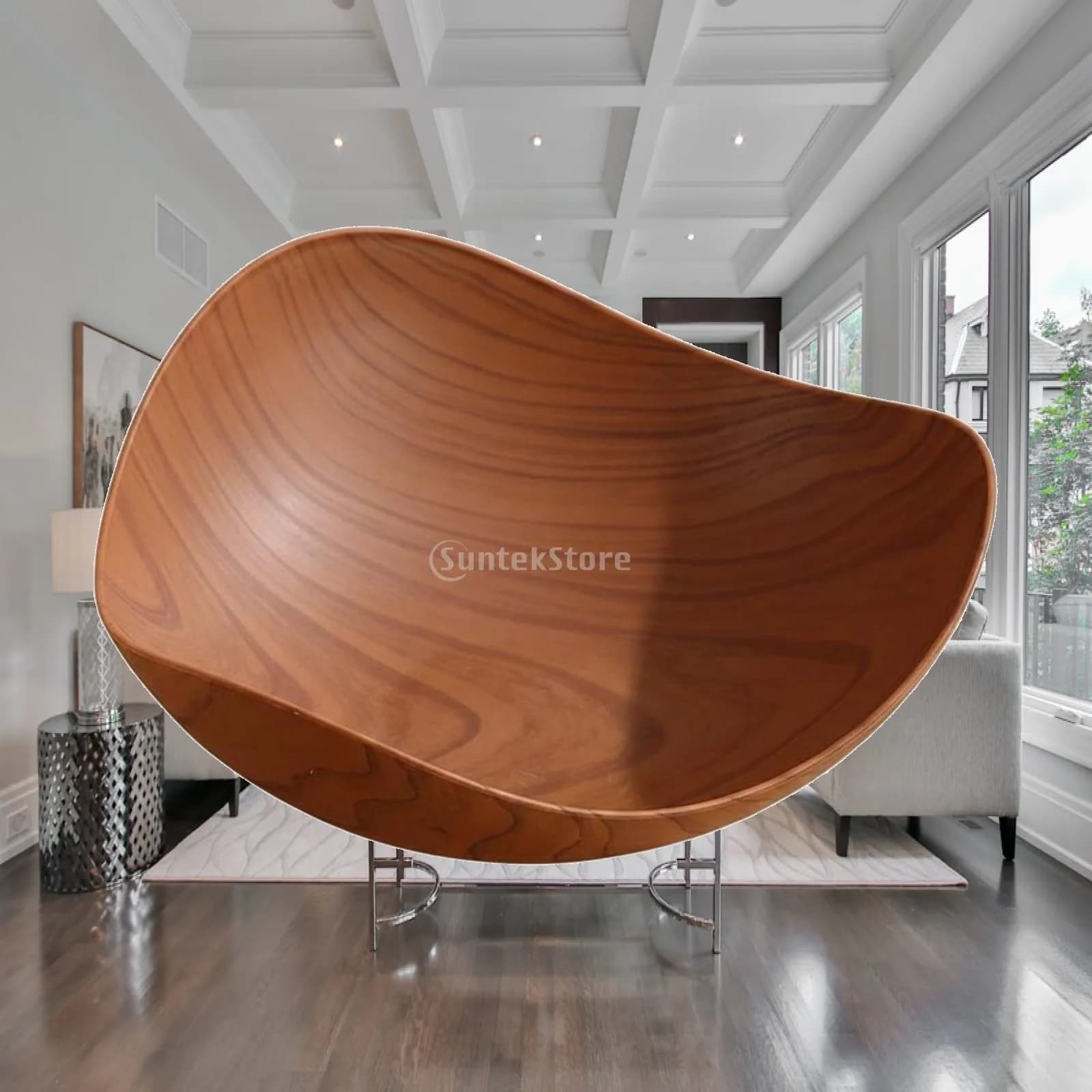 Wood Grain Plastic Fruit Platter Bowl Sturdy Serving Tray for Nuts Candy Dried Fruits Living Room Table Kitchen Use
