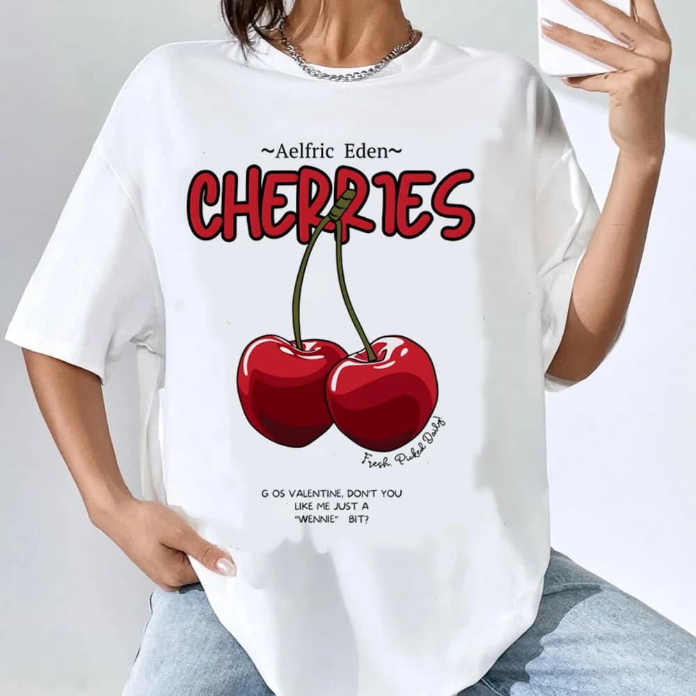 T-shirt Cherry donna Vintage streetwear Y2k anni '80 University Grunge camicia anime donna Cultura pop Psichedelica