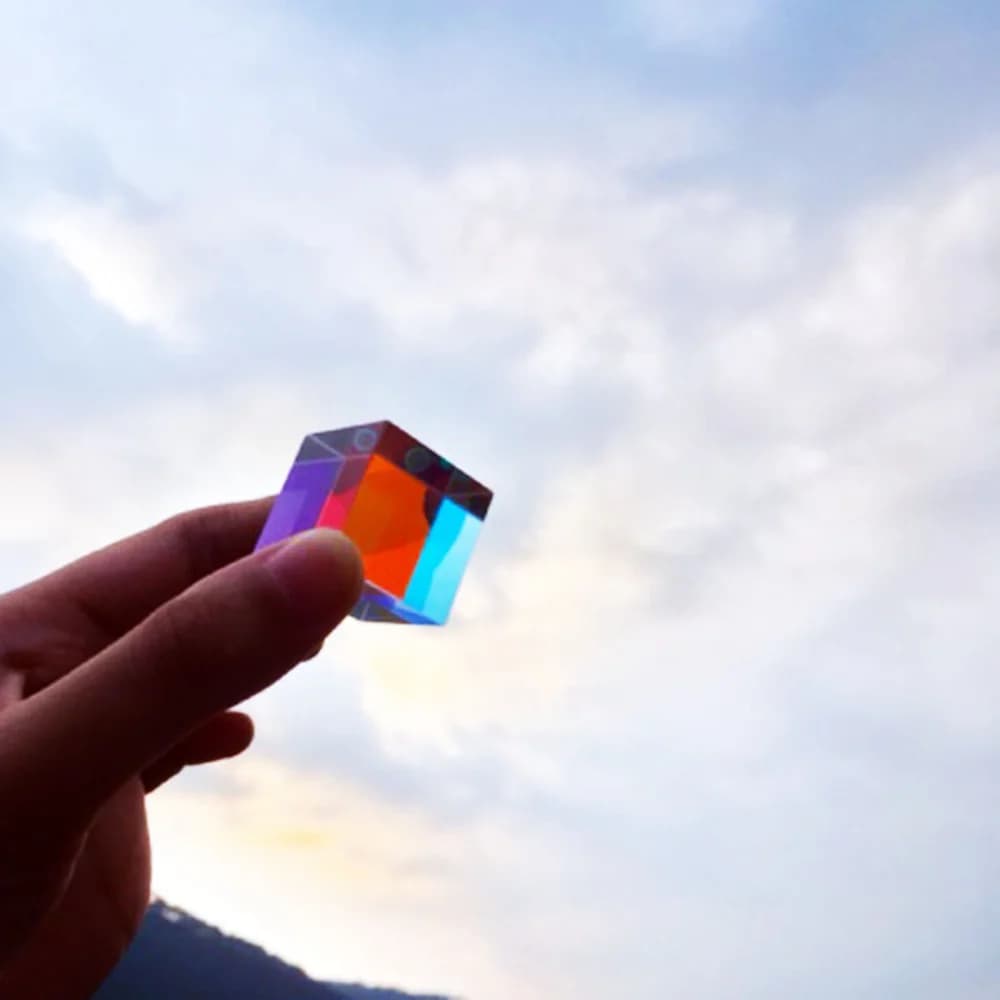 Prisma dicroico a cubo di vetro da 12,7 mm Prismi X-Cube per spaccare il fascio fotografico Accessori fotografici Decora regali Luce carina