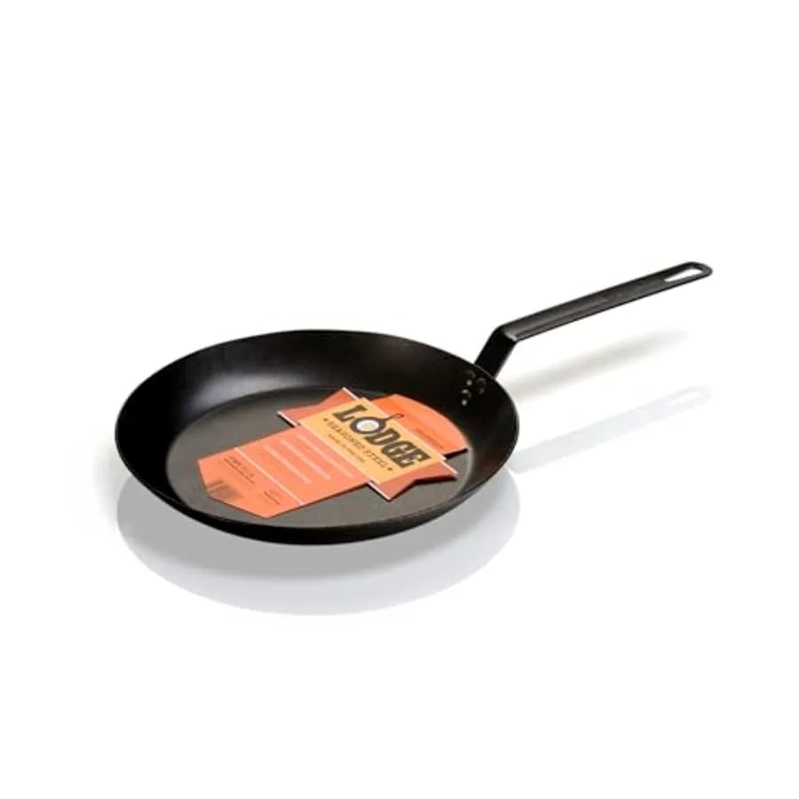 Padella in Acciaio al Carbonio - Padella Pretrattata Senza PFAS per Cottura ad Alta Temperatura - Design con Manico Lungo per Omelette, G