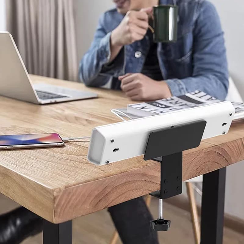 Supporto per presa di corrente sotto scrivania AOBT, nero/bianco, vassoio porta cavi senza foratura, organizer per cavi, ripiano portaoggetti per computer desktop