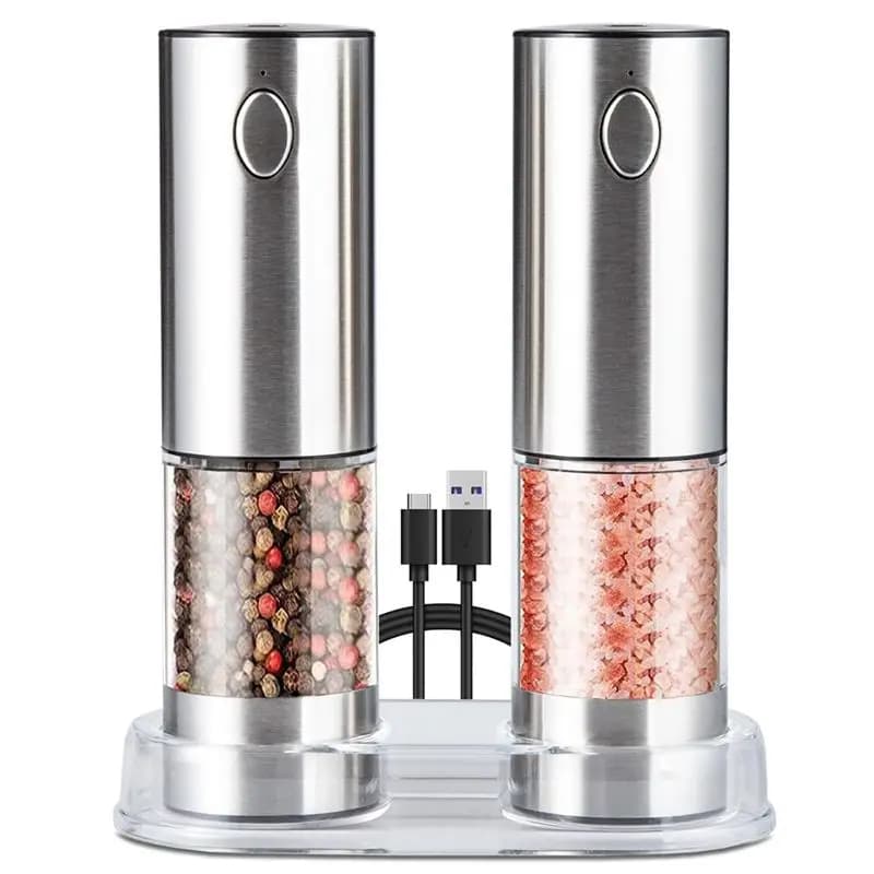 Set di macinapepe elettrico ABWZ, ricaricabile tramite USB, regolabile per macinare spezie grosse e fini, utensili da cucina